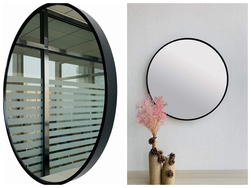 Golden Black Bathroom Decorative Wall Mirror Clean Decor Stainless Steel Framed Mirror for Vanity/Living Room