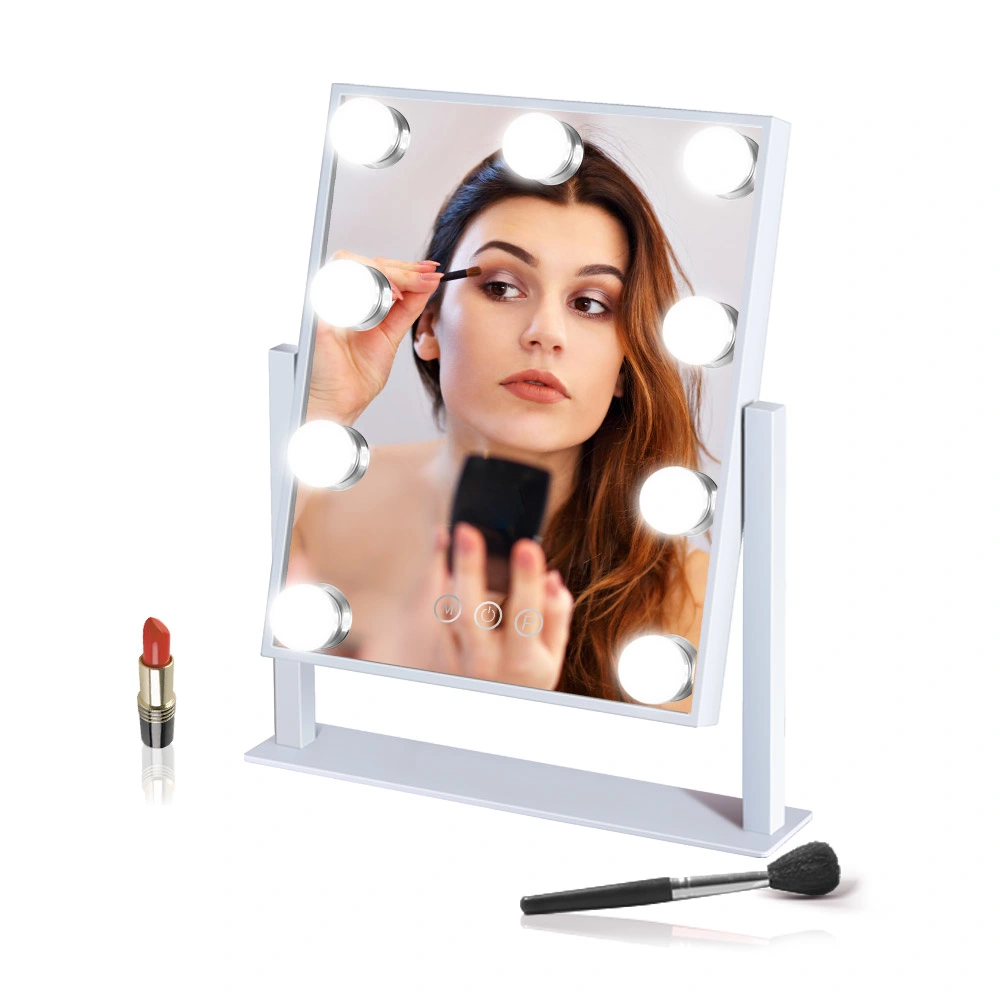 Personalized Lighted Cosmetic LED Square Single Mirror Beautiful Makeup Iron Mirror