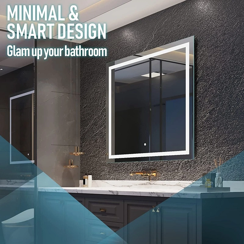 Dimmable 3 Colors Vanity Mirror LED Anti Fog Large Backlit Restroom Bathroom Mirror with Lights