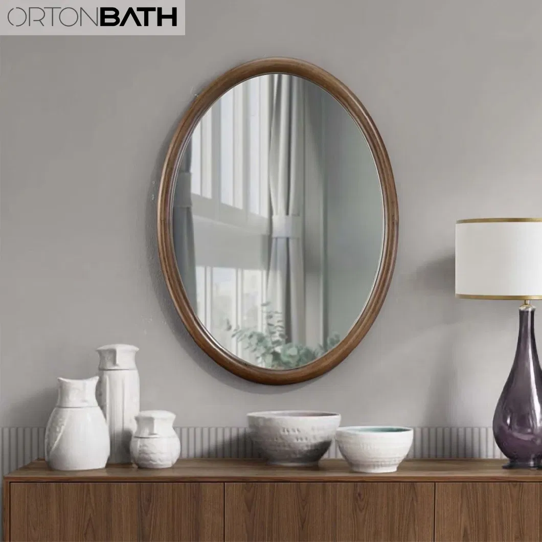 Ortonbath Horizontal Oval Framed Bathroom Wall Mount Mirror Brushed Metal Frame Hanging Mirror for Living Room, Bedroom