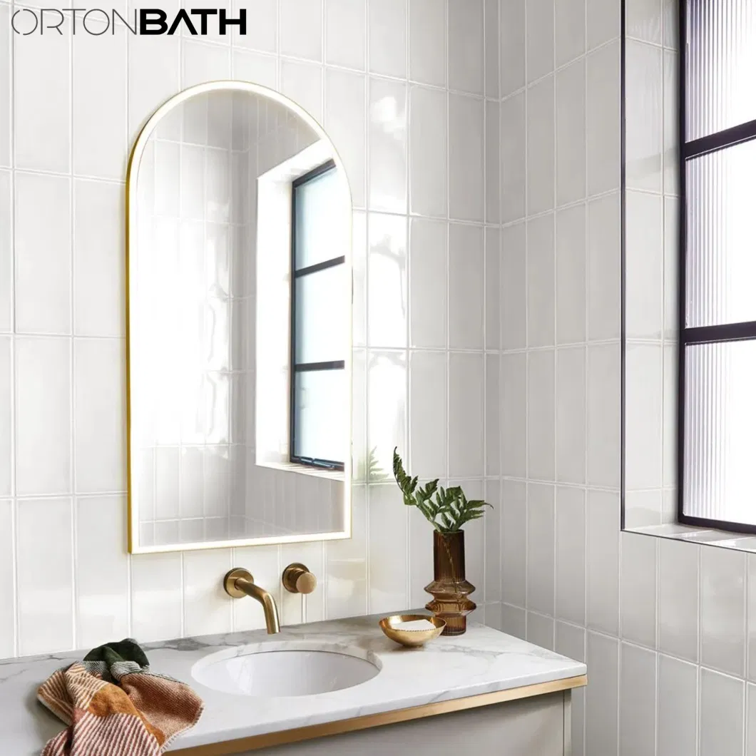 Ortonbath Frameless Arched Backlit LED Bathroom Mirror Frontlit&Backlit, Antifog Dimmable, Vanity Mirror with Lights Wall Mounted Lighted Modern Mirror