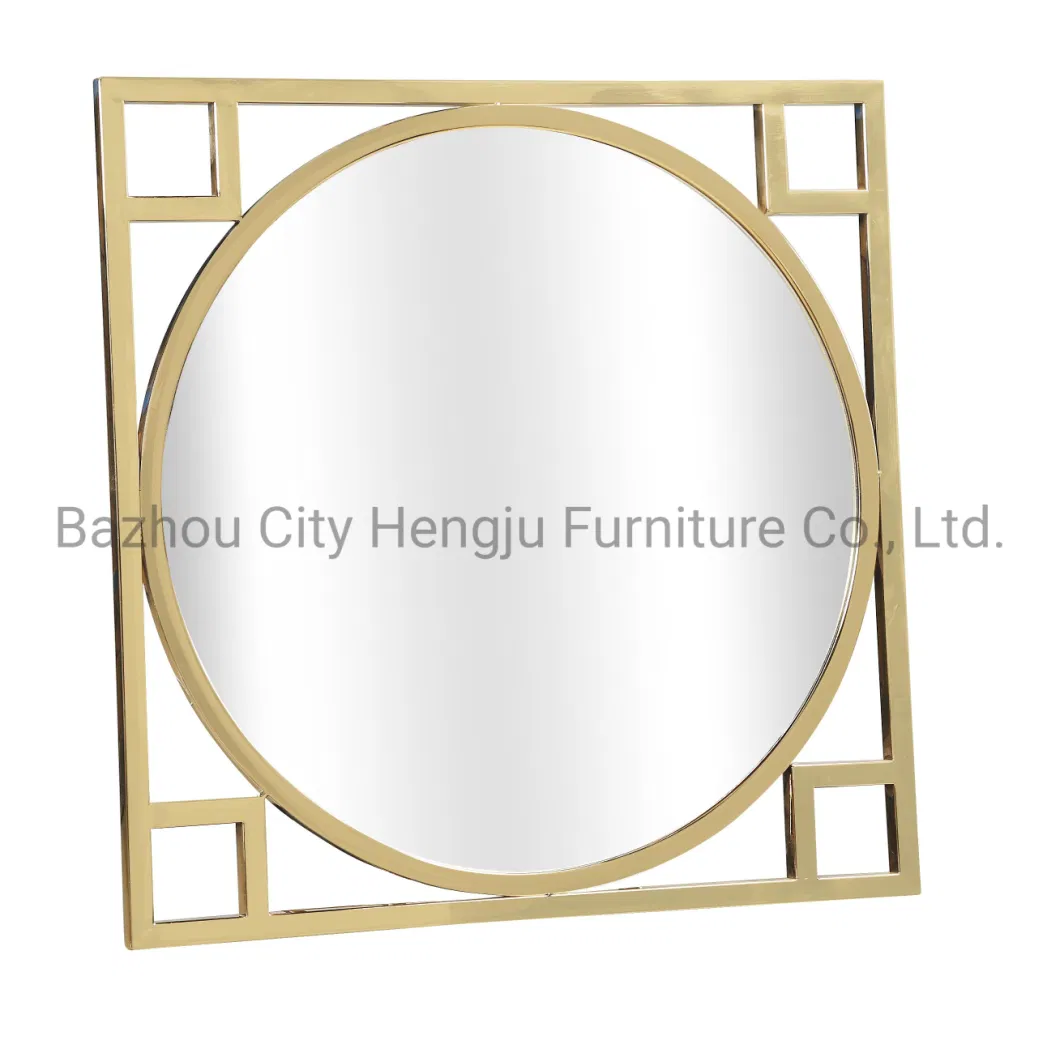 Concise Style Wall Mounted Deep Metal Stainless Steel Frame Bronze Black Round Framed Bathroom Mirror