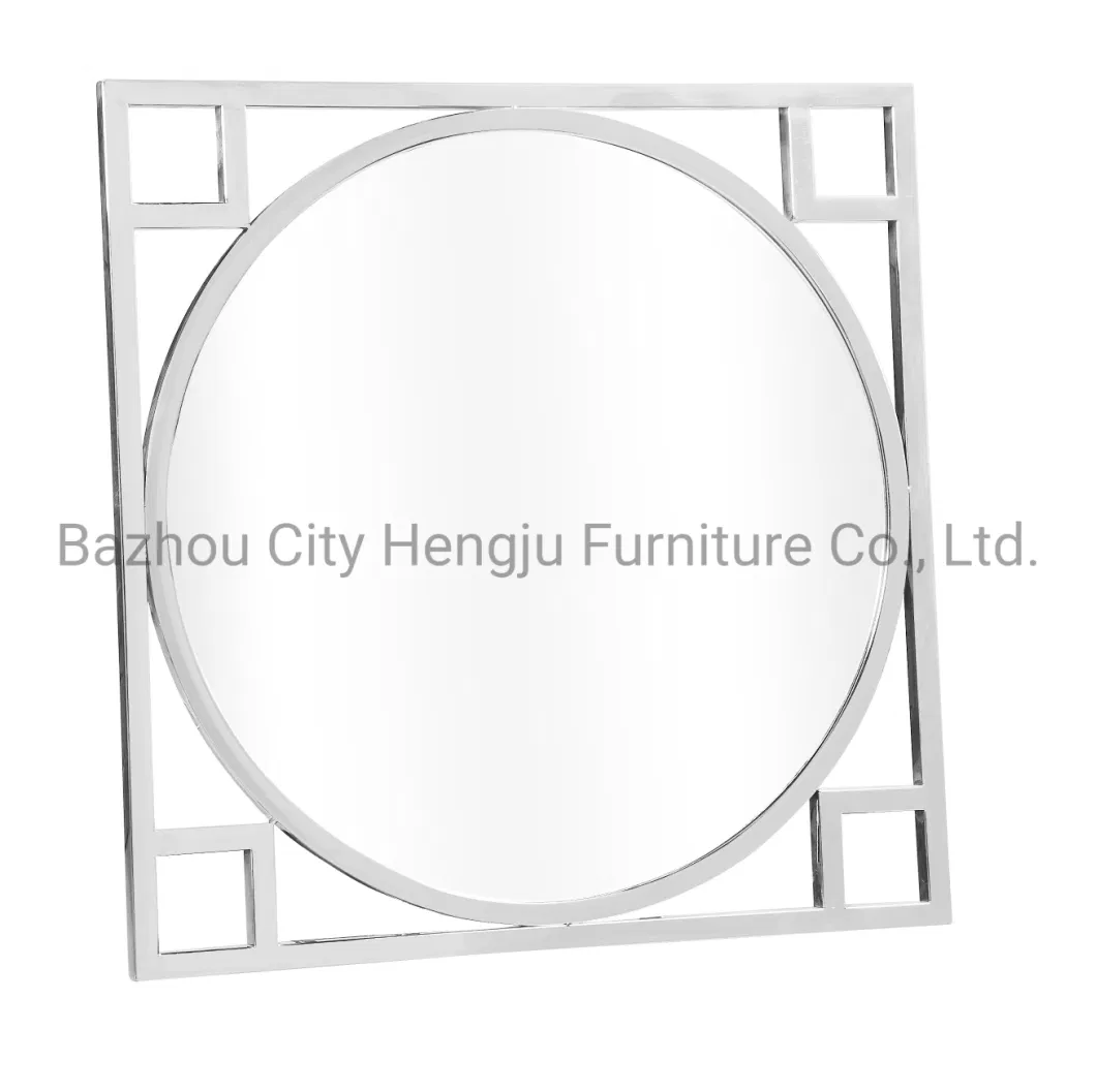 Concise Style Wall Mounted Deep Metal Stainless Steel Frame Bronze Black Round Framed Bathroom Mirror