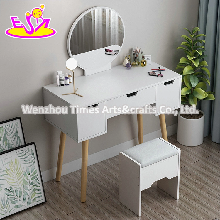 High Quality Luxury Girls White Wooden Vanity Desk with Mirror W08h162