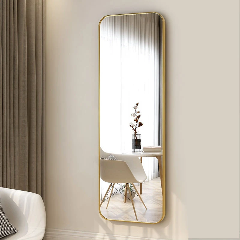 Custom Full-Length Mirror Rounded Rectangular Gold Floor Mirror