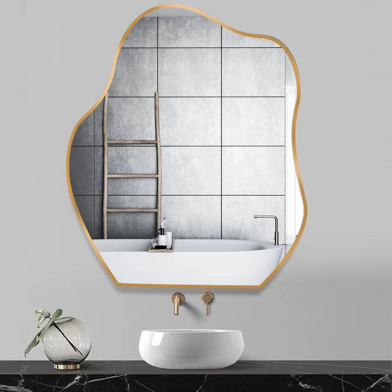 Nordic Bathroom Mirror Special-Shaped Vanity Mirror Bathroom Irregular Vanity Mirror with Metal Frame