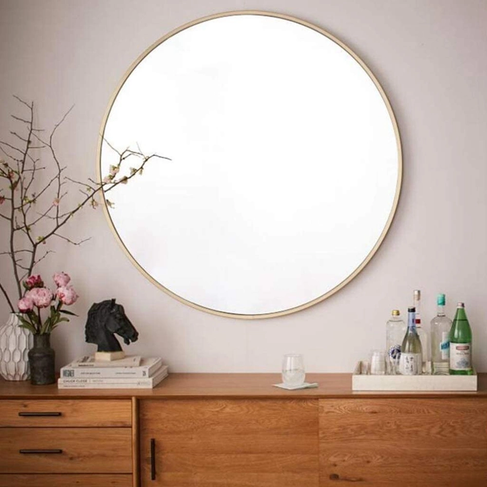 Vanity Cosmetic Home Furniture Hotel Room Decor Decoration Wall Mirror Bathroom Dressing Makeup Shaving Aluminum MDF Wood Framed Mirror