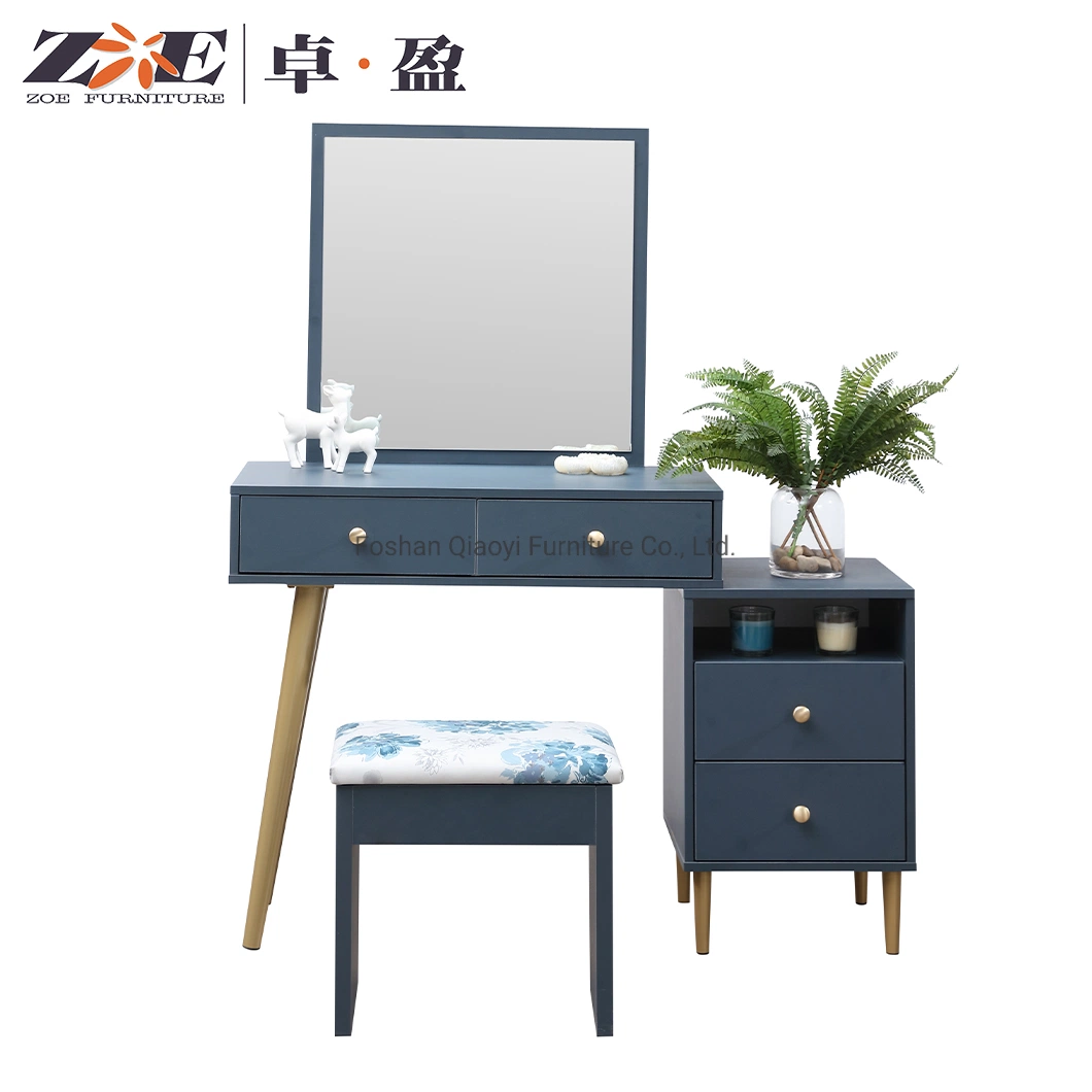 Simple Modern Household Wooden Apartment Bedroom Drawers Light Luxury Dressing Table Makeup Vanity Table with Mirror