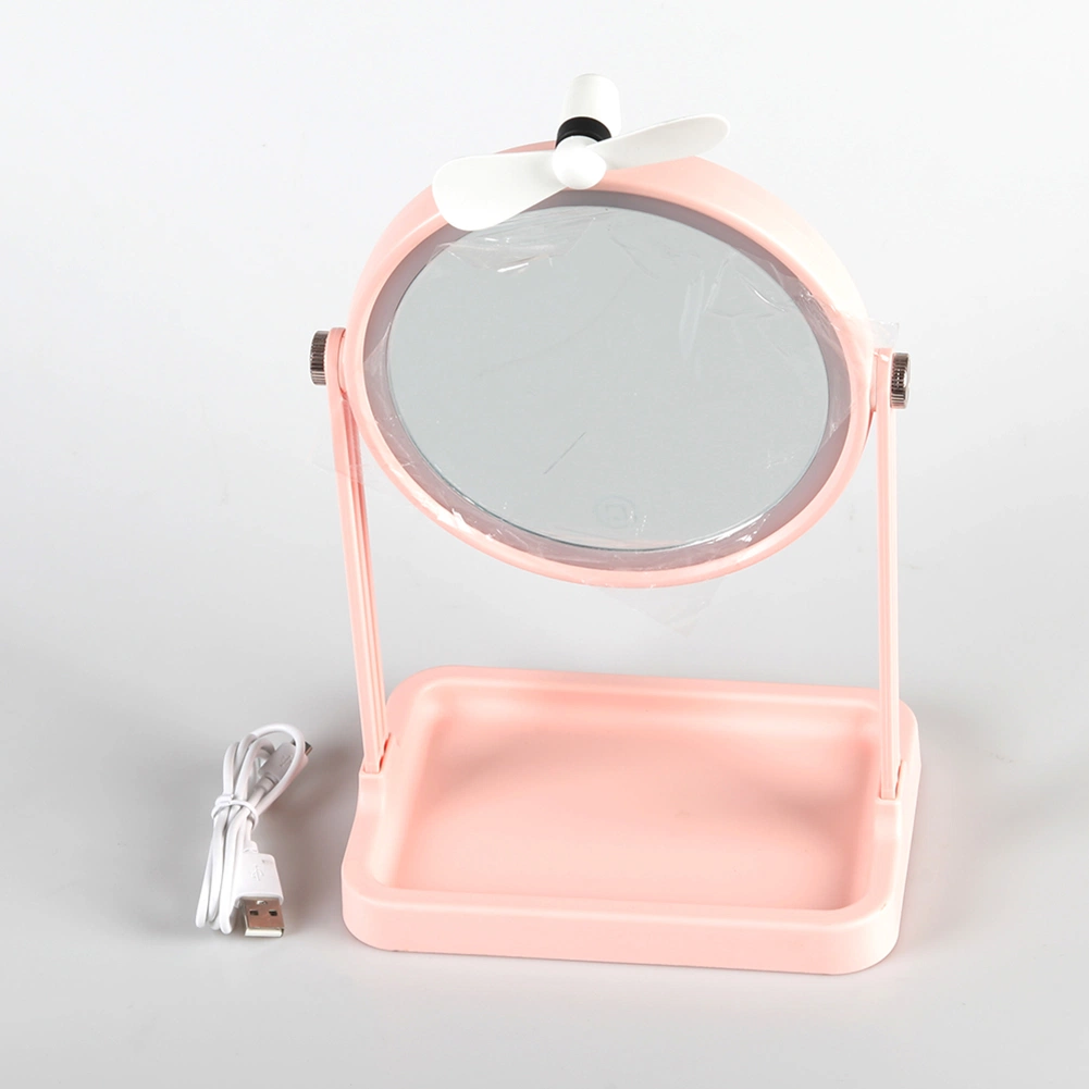 USB Rechargeable Light-up Makeup Mirror Light LED Mirror Lamp with Mini Fan