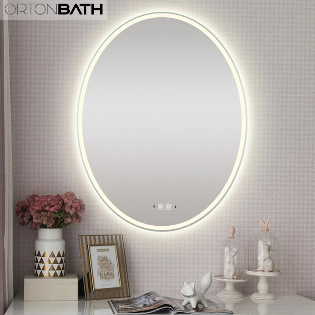 Ortonbath Frameless Arched Backlit LED Bathroom Mirror Frontlit&Backlit, Antifog Dimmable, Vanity Mirror with Lights Wall Mounted Lighted Modern Mirror