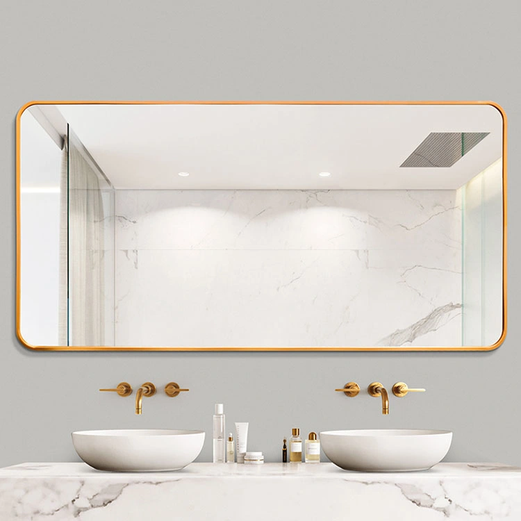 Home Furniture Full Length Decorative Wall Black Gold Aluminum Alloy Rectangle Frame Vanity Mirror for Bathroom Living Room