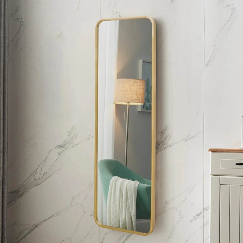 Custom Full-Length Mirror Rounded Rectangular Gold Floor Mirror