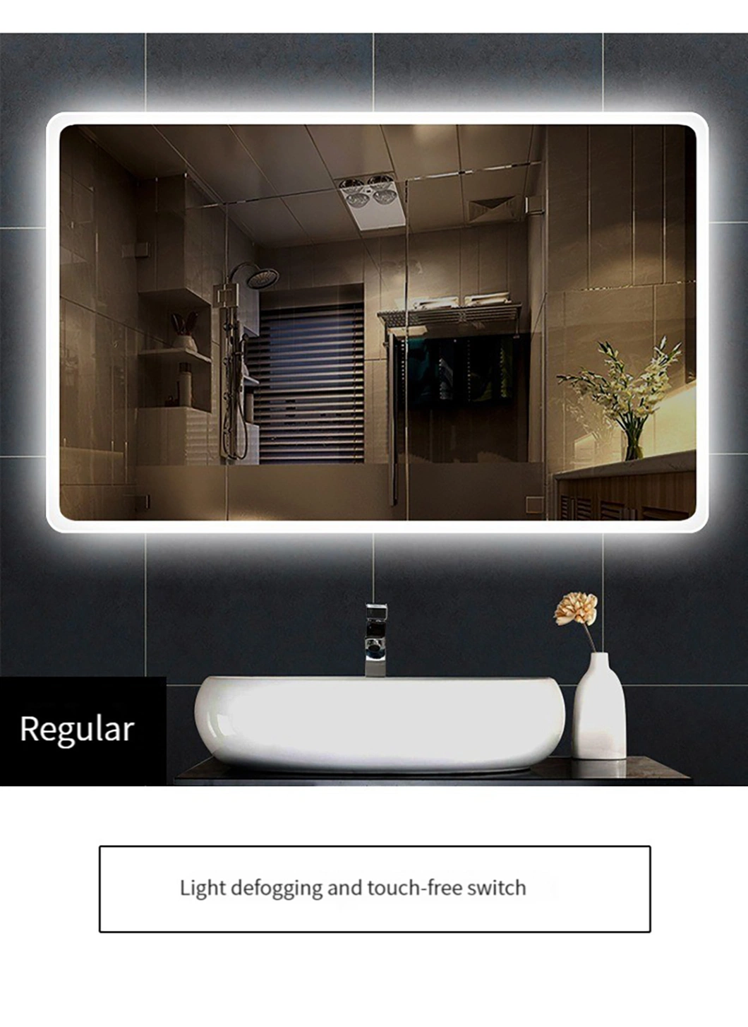 Factory Wall Mounted Frameless Lighted Rectangular Round Bathroom LED Mirror