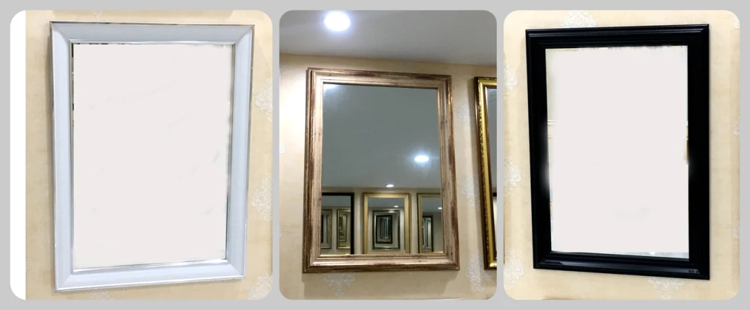 Square Wall-Mounted PS Wooden Material Framed Explosion-Proof Bathroom Mirror Vanity Mirror Shaving Mirror Make-up Mirror