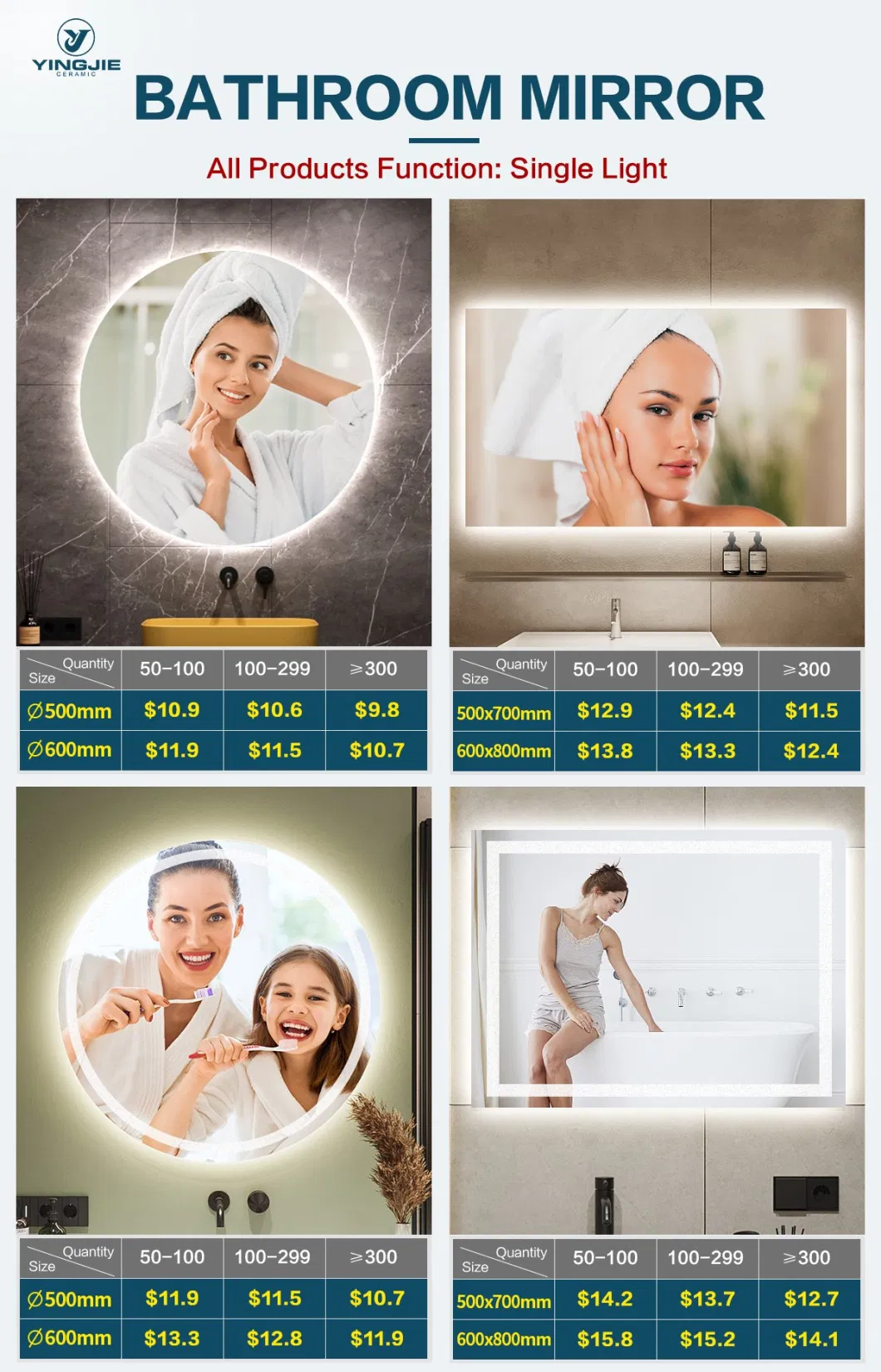 LED Bathroom Mirror Wholesale Salon Hotel Home Decorative Make-up Wall Mounted Vanity Bathroom Mirror