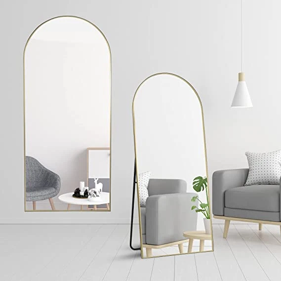 High Quality Metal Frame Floor-Standing Decorative Arched Wall Mirror Full-Length Mirror