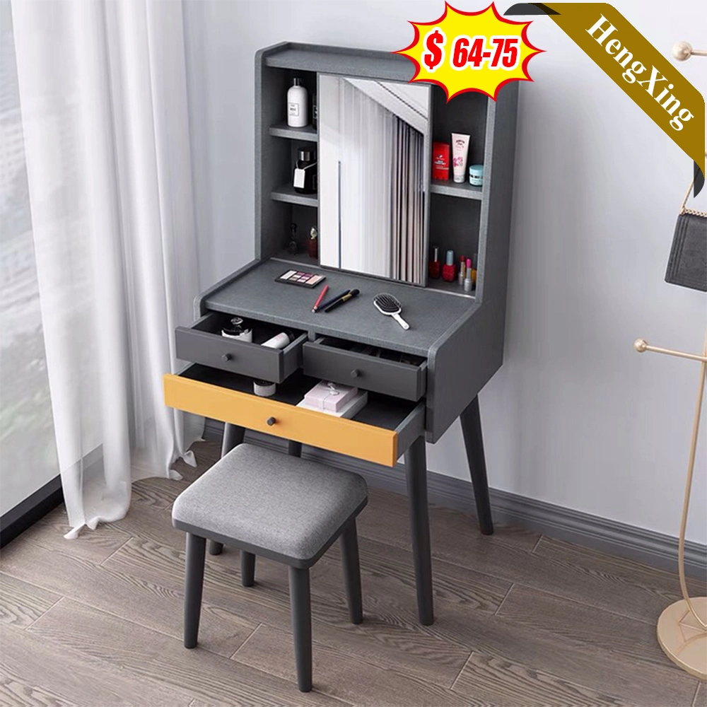 Hot Sale Bedroom Furniture Corner Storage Wooden Dressing Makeup Vanity Table with Mirror