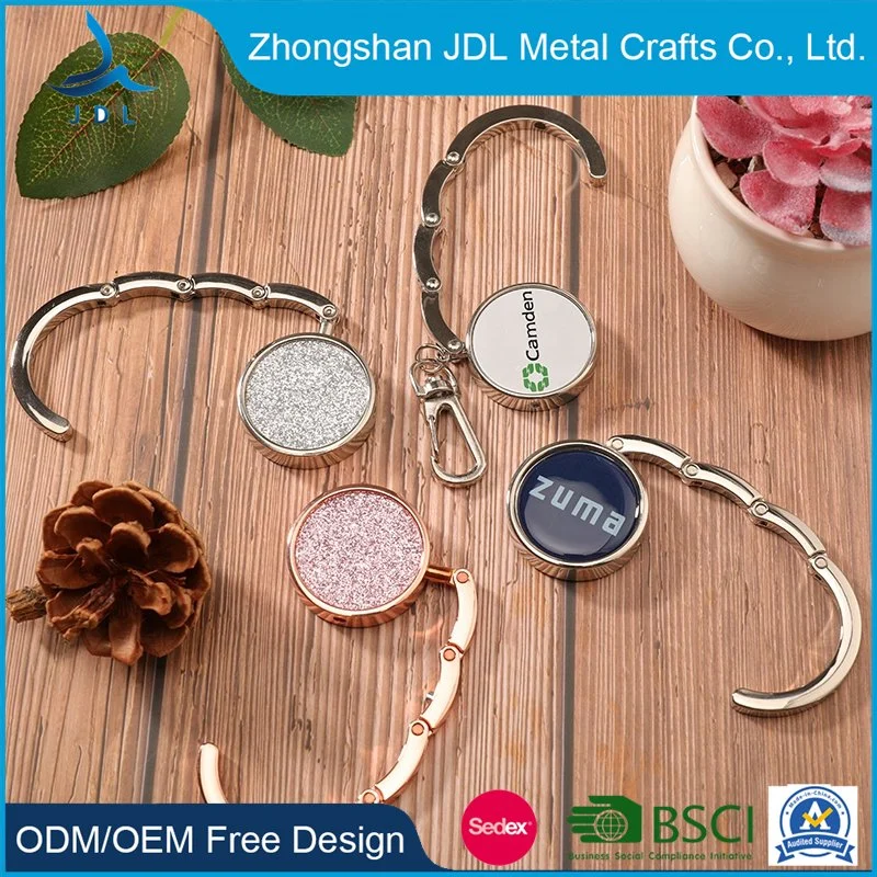 Wholesale Handbag Accessories Metal Fashion Bag Hanger Printing Epoxy Logo Purse Hook