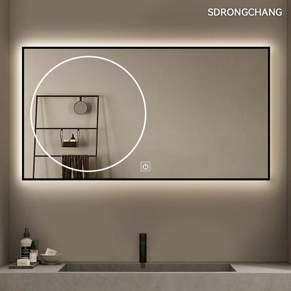 Rongchang Square Wall Home Decor Furniture Smart Hotel Room Makeup Vanity Bathroom Frameless Touch LED Mirror Lighted Mirror Backlit Mirror Illuminated Mirror