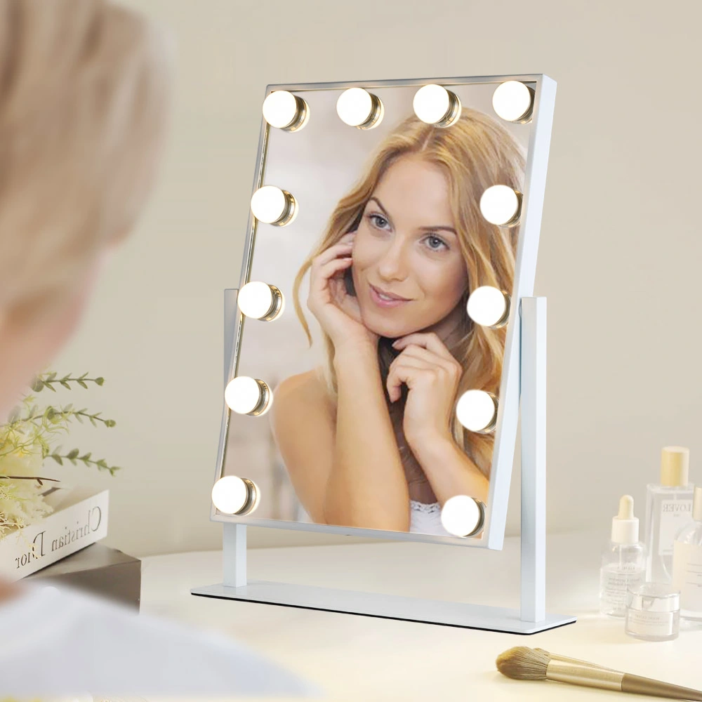 Personalized Lighted Cosmetic LED Square Single Mirror Beautiful Makeup Iron Mirror