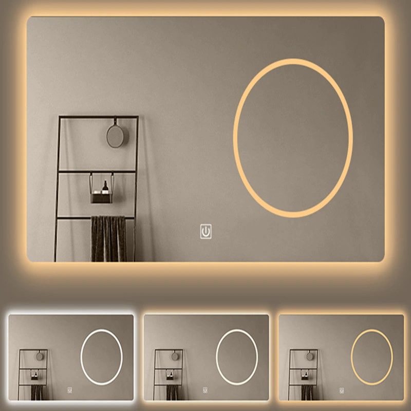 Rectangular Mirror with Circle Inside Light Mirror with Magnifying Glass