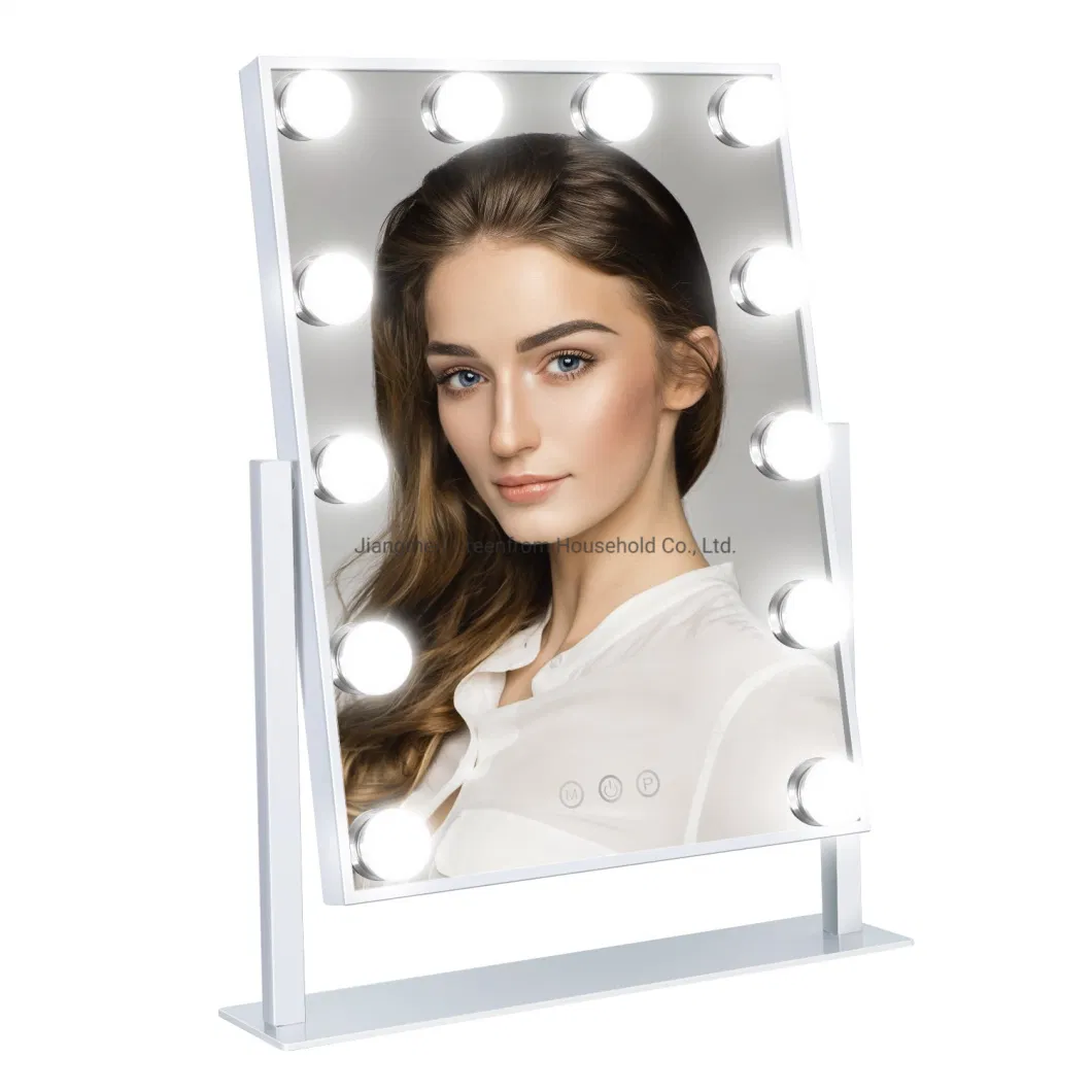 12 LED Dimmable Bulbs 3 Color Modes 1X/10X Magnification Touch Control Large Vanity Lighted Makeup Hollywood Mirror