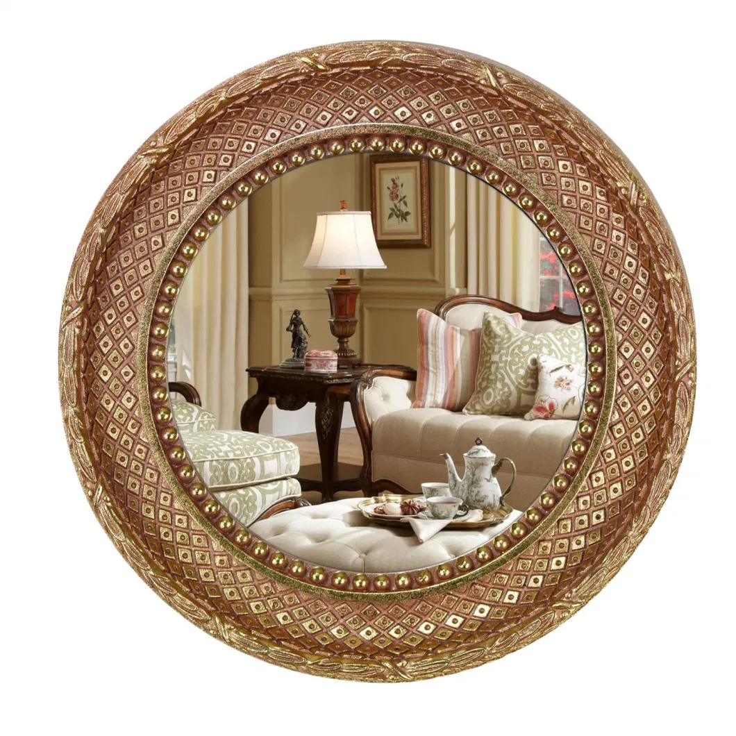 11.4 Inch Gold Round Vintage Decorative Wall Hanging Antique Resin Mirror