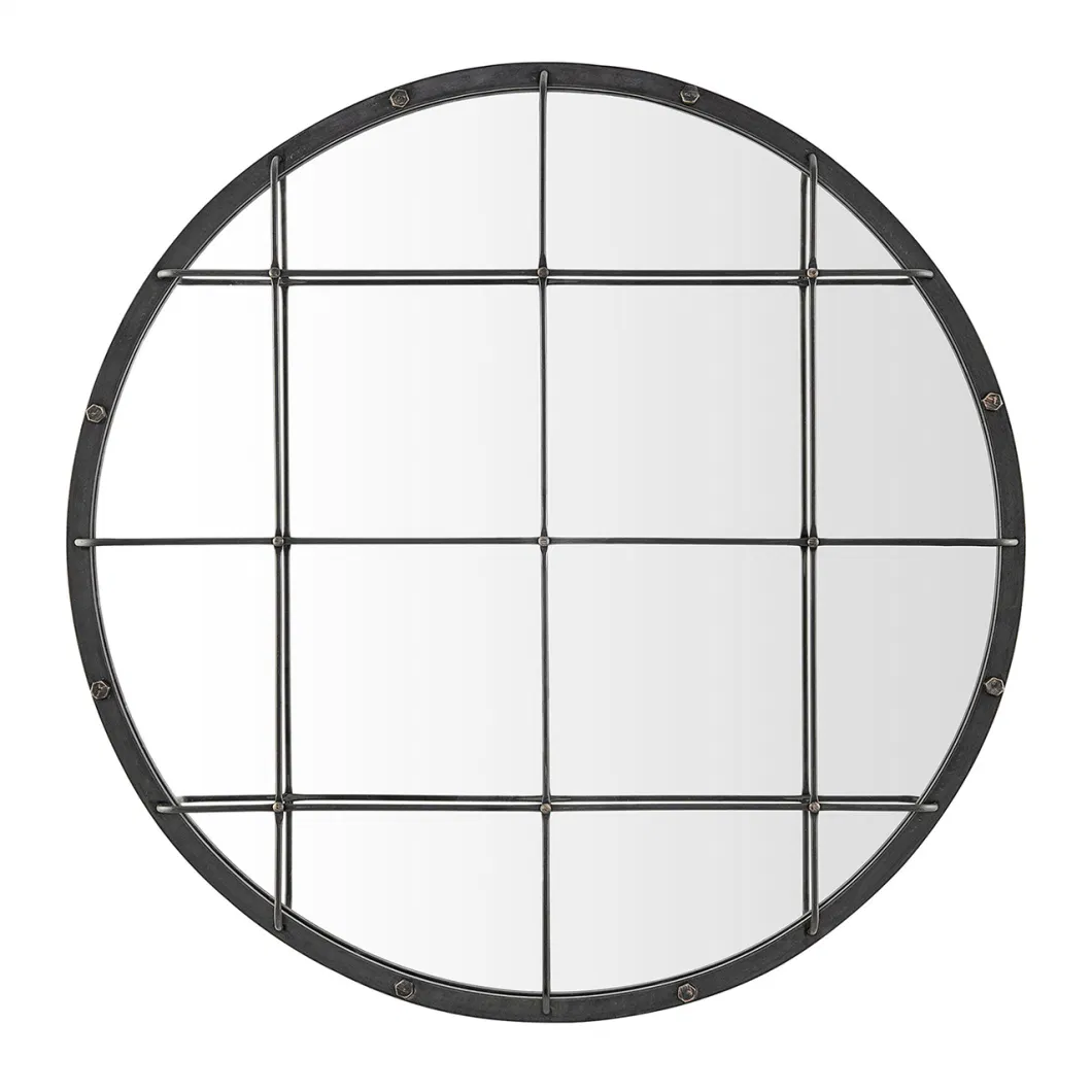 Metal Frame with Mirror in Big Size, Window Shape Mirror Frame with Big Size, 90cm Diameter Iron Mirror Frame