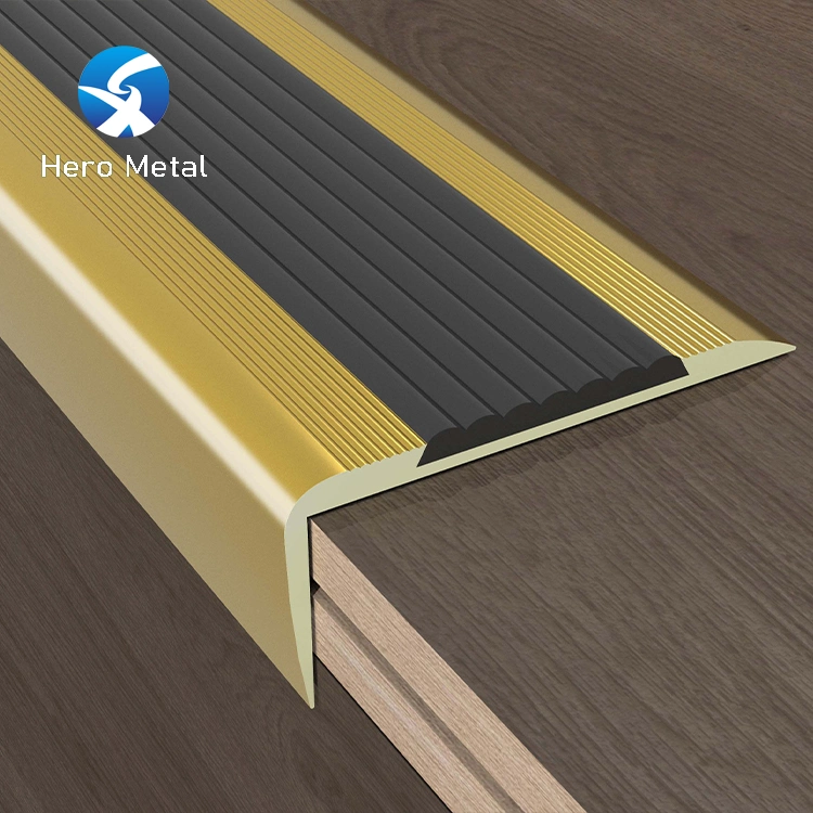 Anti-Slip Aluminum Stair Nosing for Vinyl Floor Rubber Insert Metal