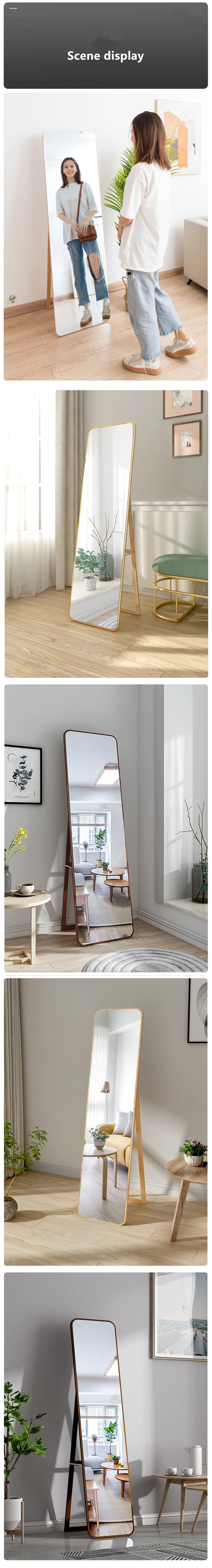 Floor-to-Ceiling Full-Length Mirror with Solid Wood Frame 0247