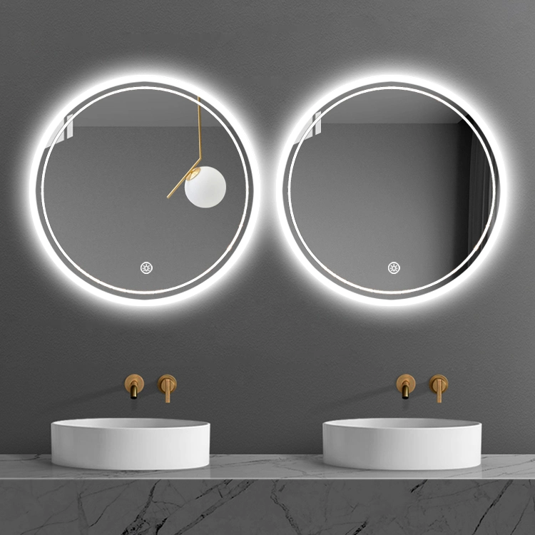 Customized Frameless Backlit LED Lighted Wall Mounted Mirror Defogger Round Bathroom LED Mirror