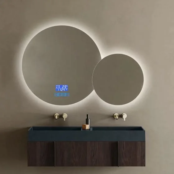 China Factory Supply Smart Double Round Vanity Mirror Large Bathroom Mirror with Light and Defogger