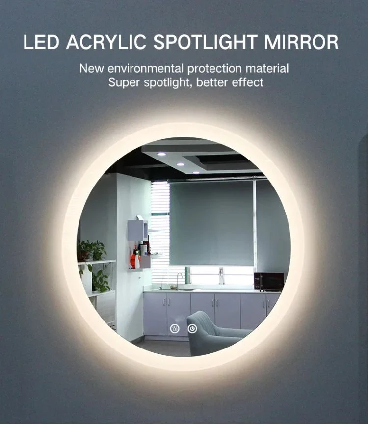 Smart Glass Vanity Furniture LED Acrylic Spotlight Mirror Defogger LED Light Mirror Bathroom Wall Mirror with Lights