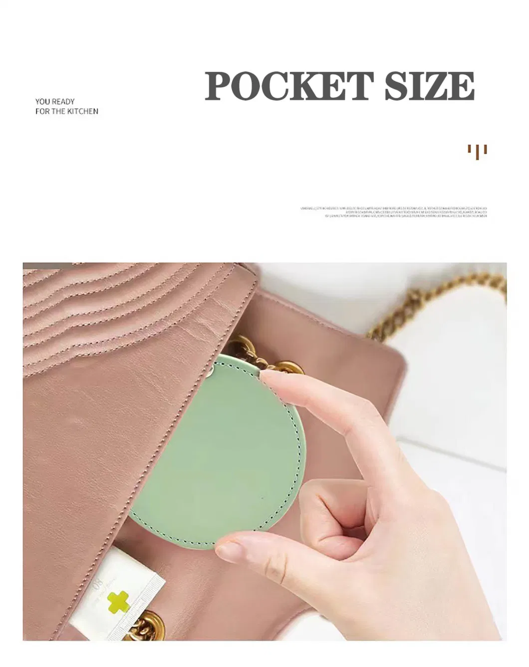 Round PU Mirror Mini Hand-Held Cosmetic Tool Makeup Mirror Travel Pocket Beauty Mirror