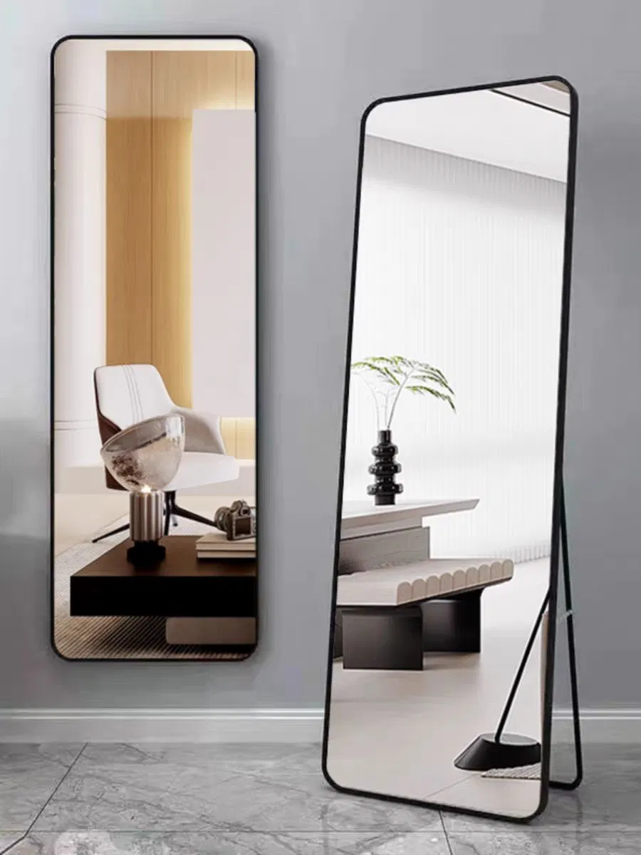 Foldable Floor to Ceiling Mirror Wall Hanging Mirror in Bedroom with Metal Frame