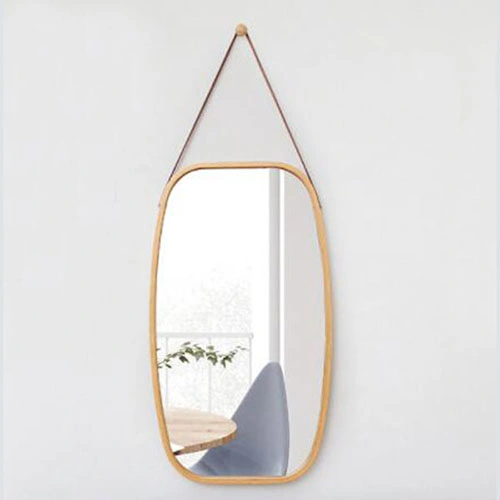 Adjustable Full Length Bamboo Frame Wall Mirror Hanging in Bathroom &amp; Bedroom