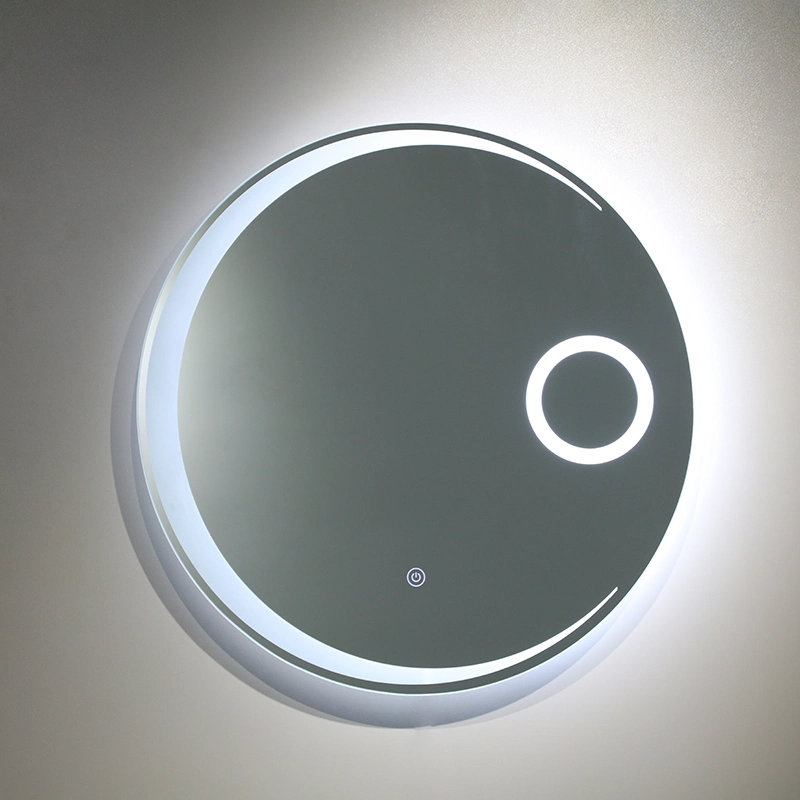 Wall Mounted Round Metal Frame PVC Back Frame Defog LED Bathroom Smart Mirror with Lights