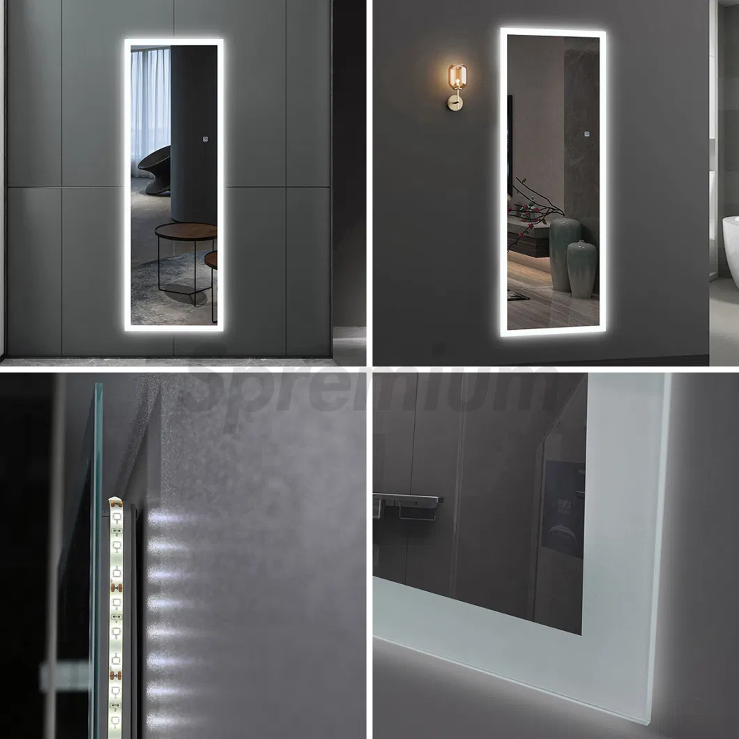 Rectangular Frameless Floor Mirrors Full Body Length Large Size LED Mirror Bedroom Dressing Mirror Design