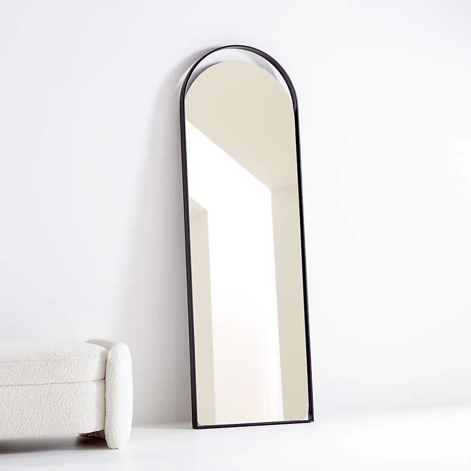 Arched Black Metal Framed Mirror Full Length Floor Standing Mirror Floor Mirror Standing Mirror