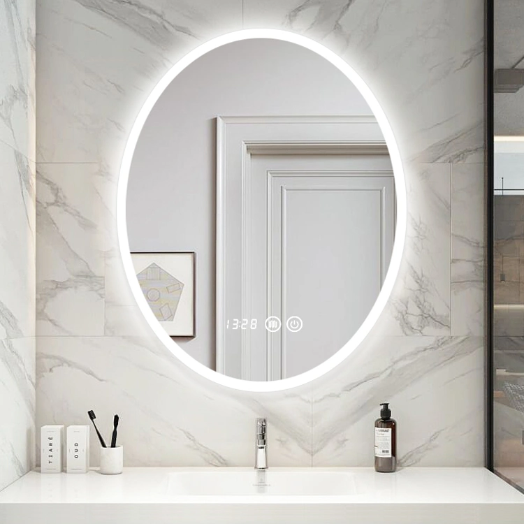 Smart LED Mirror Metal Frame Circle Mounted Bathroom Mirrors