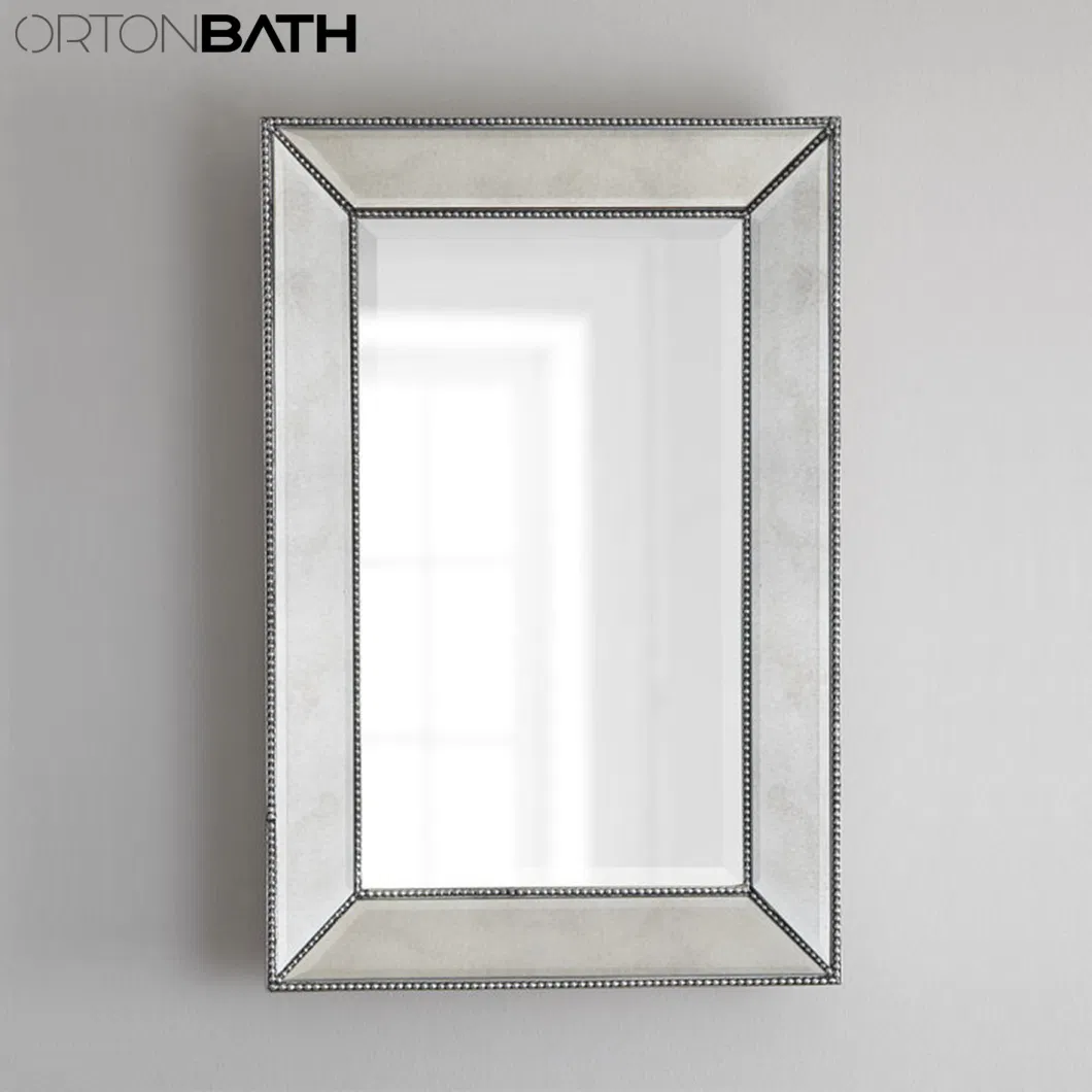 Ortonbath White Hand-Made Wooden Spliced Wall Framed Mirror for Bathroom, Rustic Farmhouse Vanity Mirror Solid Wood Frame, Vertical or Horizontal Hanging