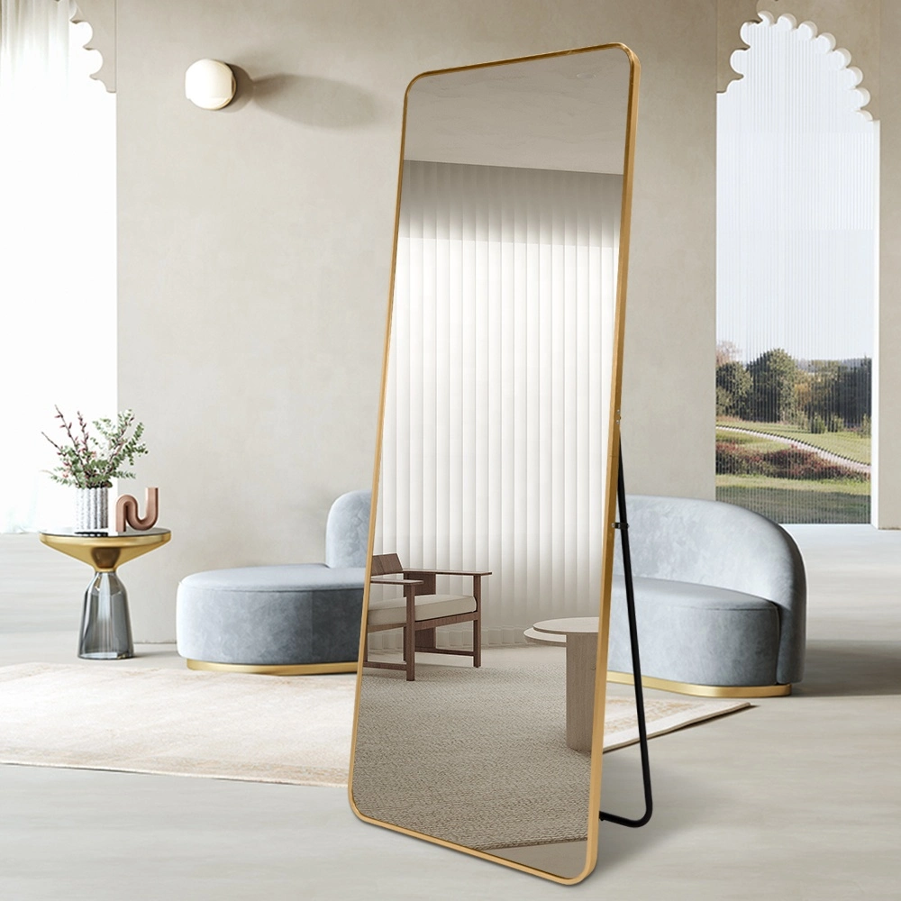 Bolen Big Gold Floor Mirror Body Standing Full Length Mirror Metal Frame Silver Aluminum