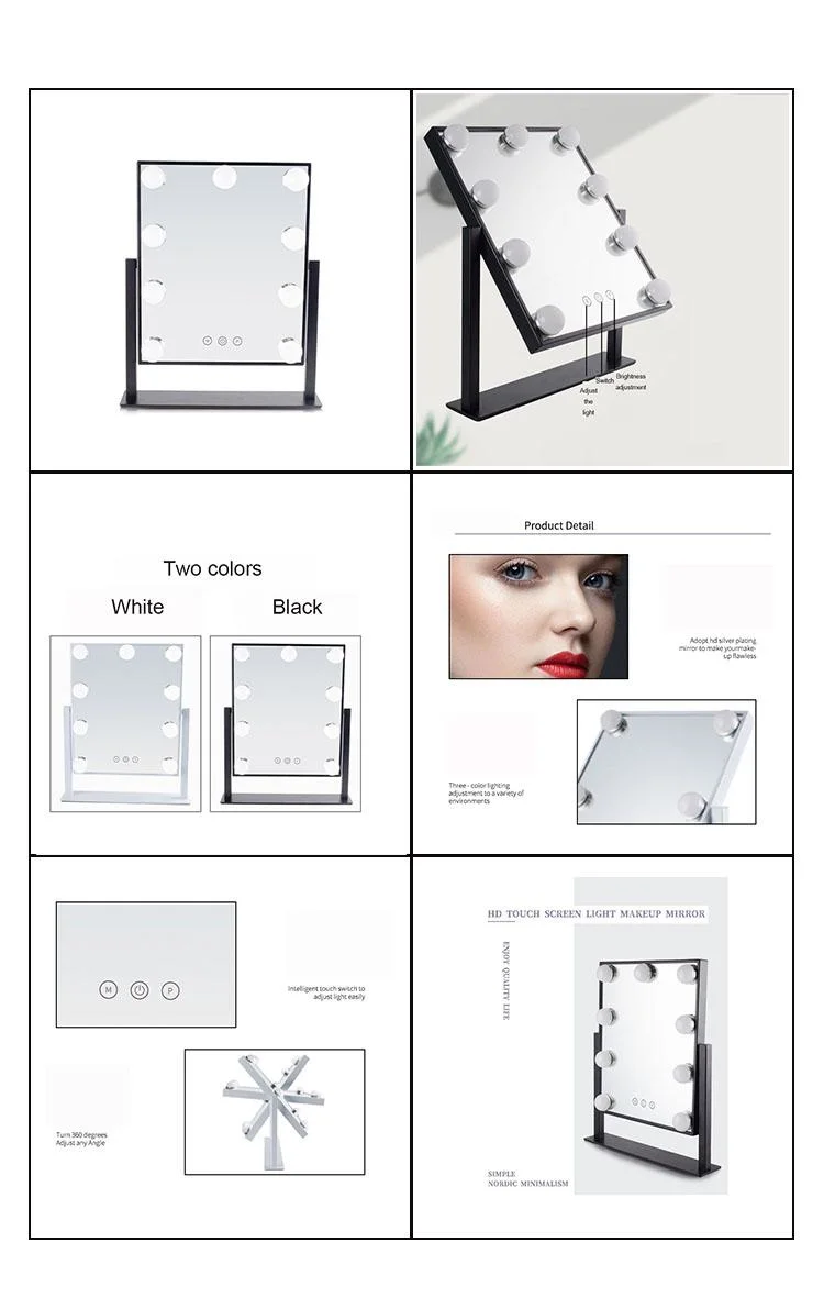 Hollywood HD Touch Screen Three-Color Light Optional LED Makeup Mirror