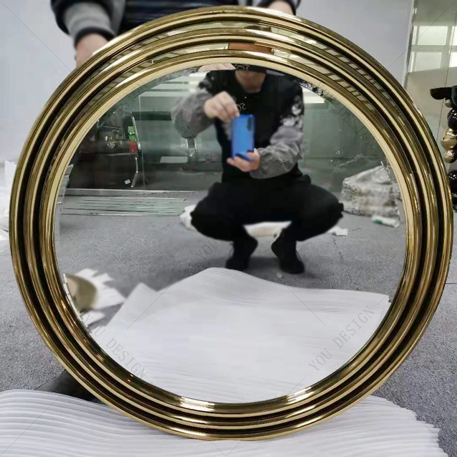 Luxury Bathroom Round Wall Mirror with Gold Stainless Steel Frame