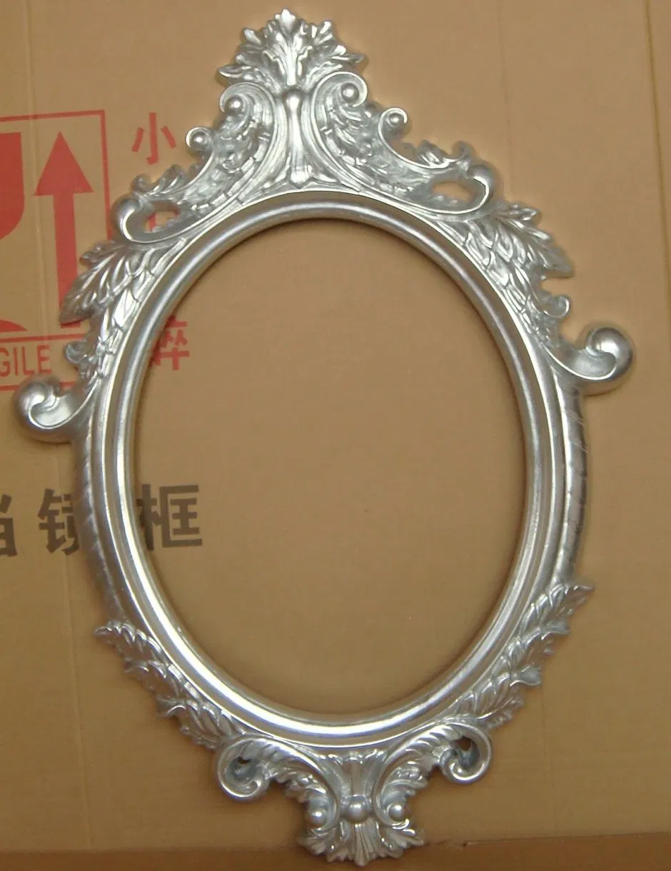 Wholesale Popular White Black Oval Baroque PU Mirror Photo Frame for Home Decoration