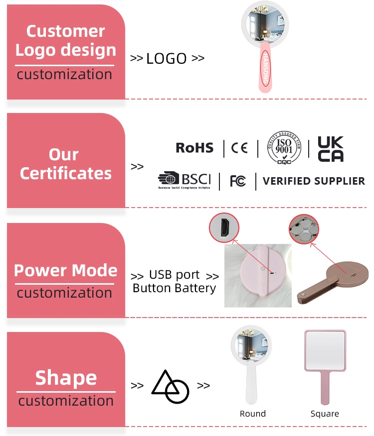 China Buying Agent Fashion Handheld LED Cosmetic Makeup Mirror