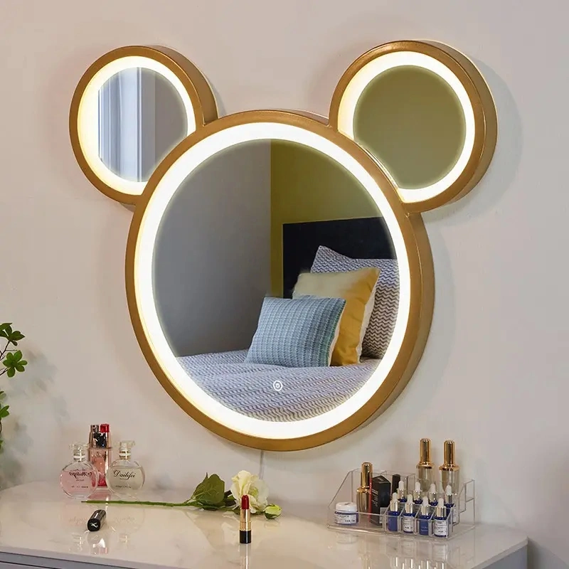 Nordic Mickey Mirror Dresser Table Mirror Dressing Wall Make up Smart Mirror with LED Light