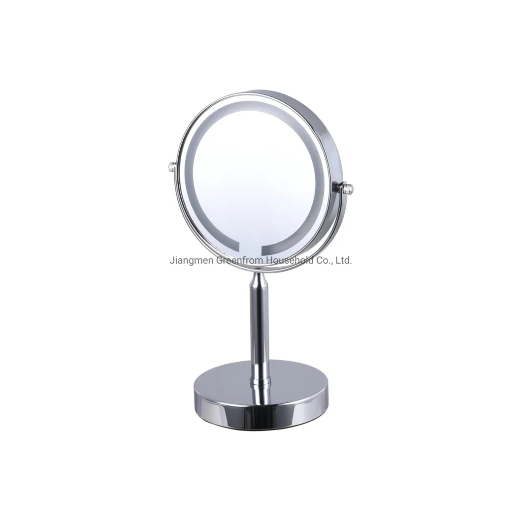 Large Frame Size Magnifying Metal LED Table Vanity Mirror