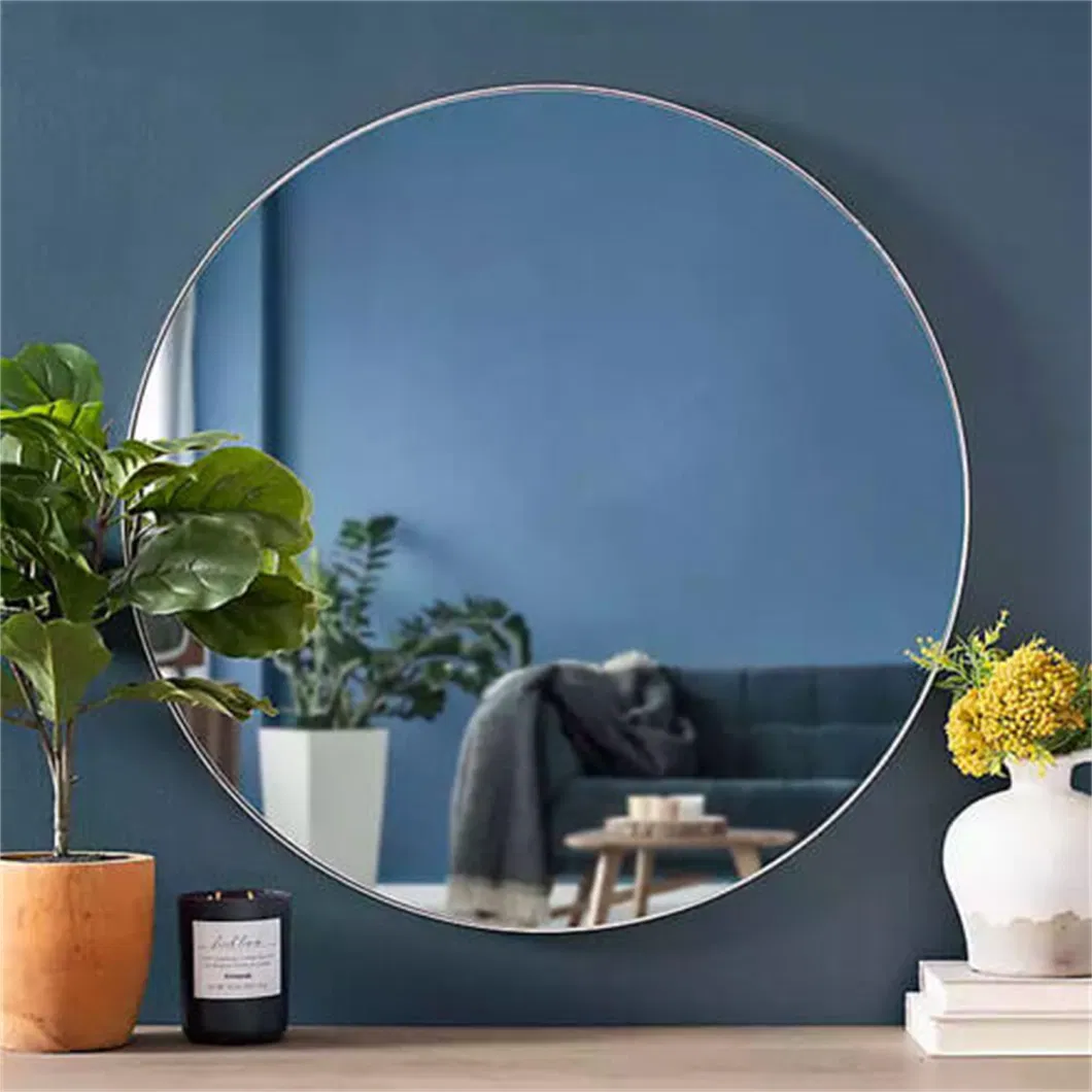 5mm Rectangle Beveled Polished Frameless Wall Mirror Living Room or Bathroom Decor Mirror Round Silver Wall