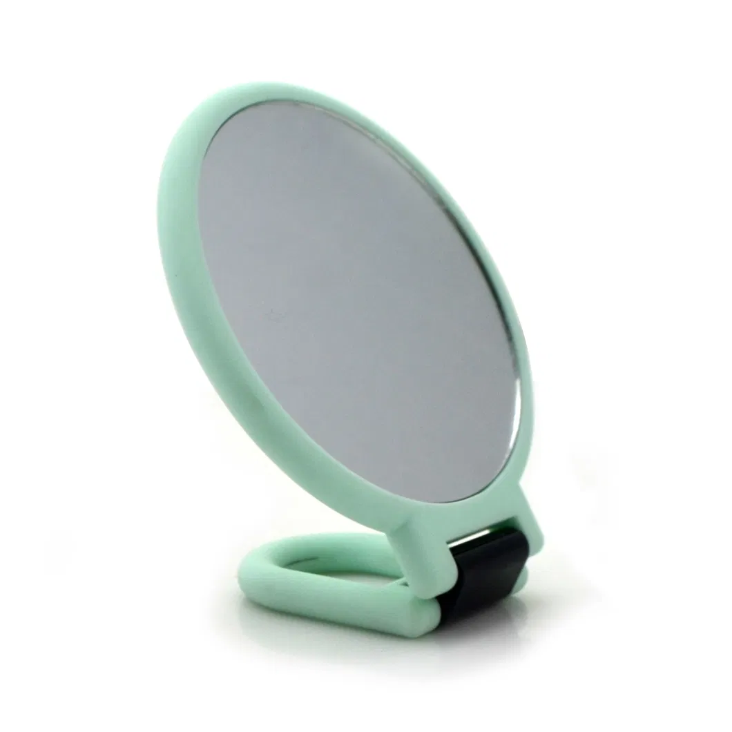 Cosmetic Hand Folding Mirror Double Sides Magmifying Makeup Desktop Plastic Mirror